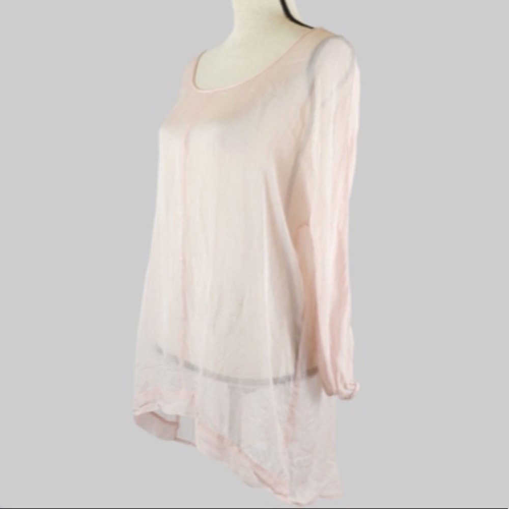 Soft Surroundings Pink Sheer Silk Cover up Top Size M